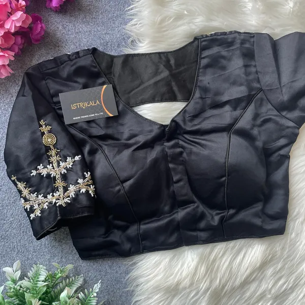 Black_Satin_Silk_Embroidered_Designer_Blouse_for_Women