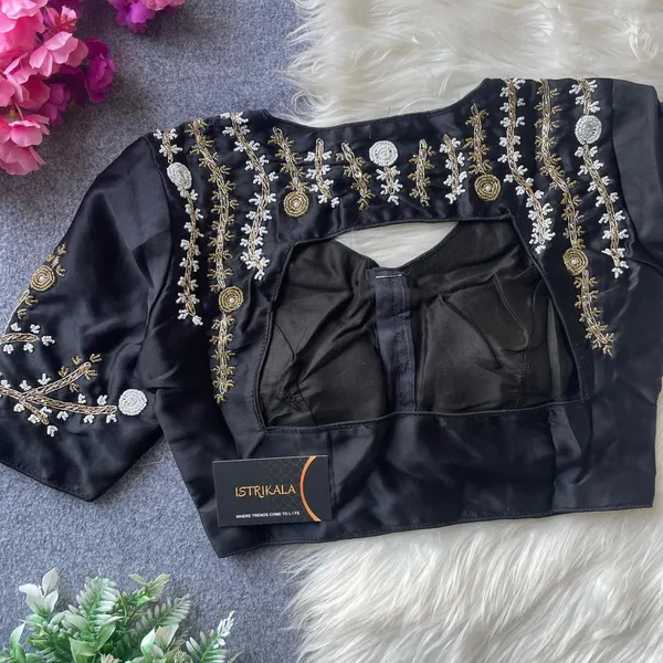 Black_Satin_Silk_Embroidered_Designer_Blouse_for_Women