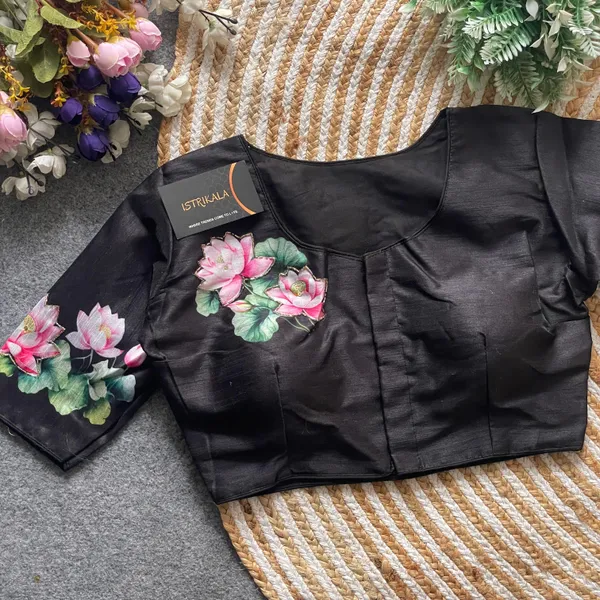 Black_Pure_Silk_Blouse_For_Women