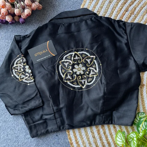 Designer_Satin_Embroidered_Blouse_with_Collar