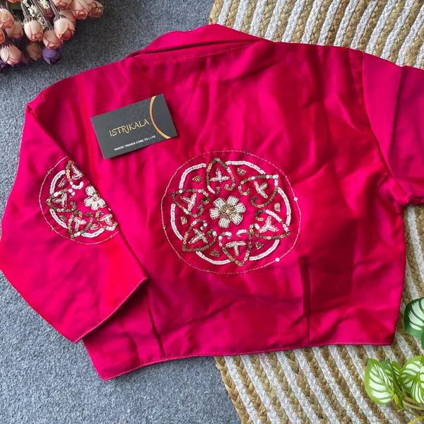 Designer_Satin_Embroidered_Blouse_with_Collar