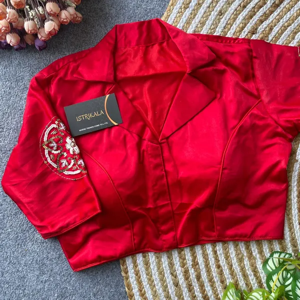 Designer_Satin_Embroidered_Blouse_with_Collar