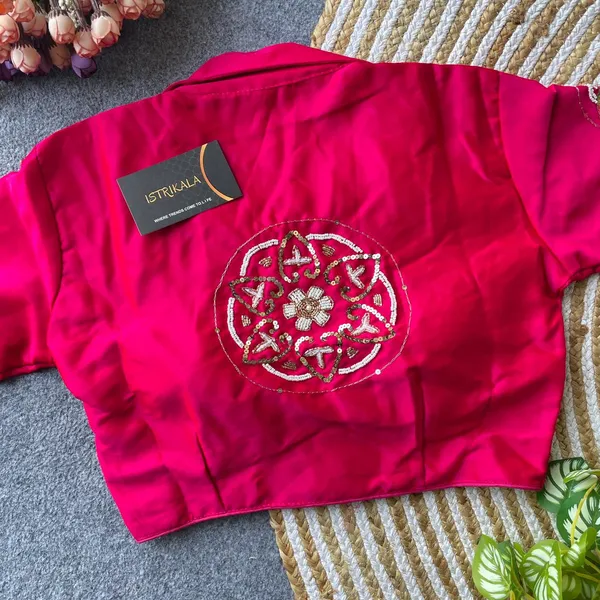 Designer_Satin_Embroidered_Blouse_with_Collar