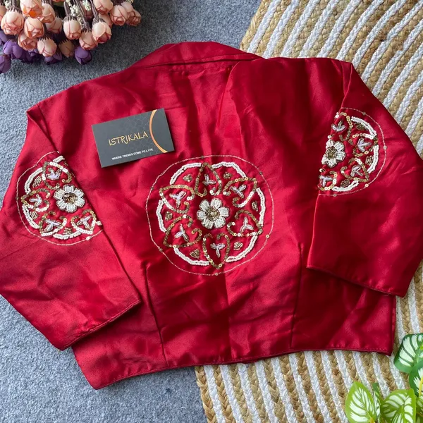 Designer_Satin_Embroidered_Blouse_with_Collar