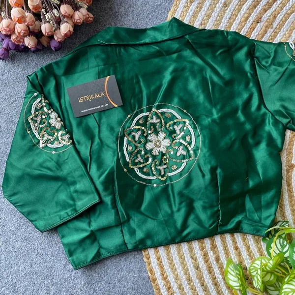 Designer_Satin_Embroidered_Blouse_with_Collar