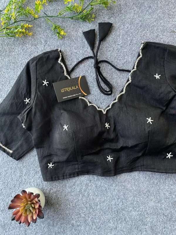 Elegant_Black_Hand-Embroidered_Blouse_with_Mirror_Bead_Detailing