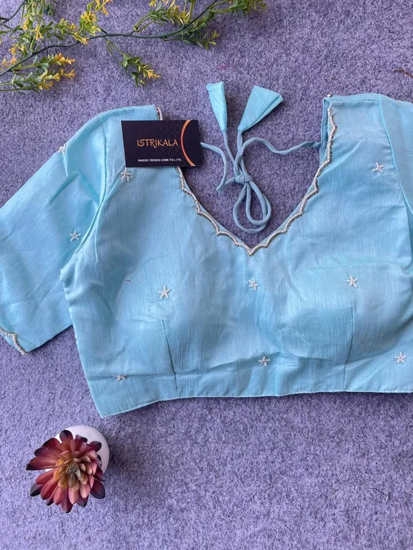 Elegant_Blue_Hand-Embroidered_Blouse_with_Mirror_Bead_Detailing