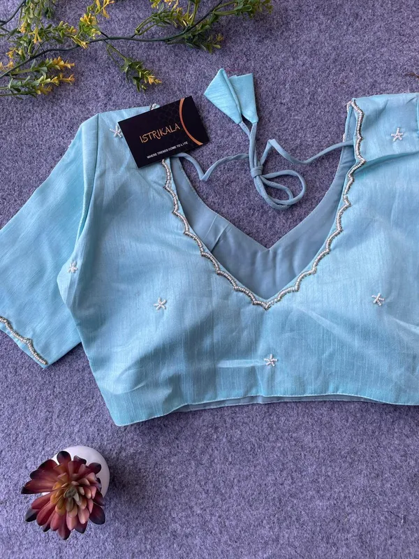 Elegant_Blue_Hand-Embroidered_Blouse_with_Mirror_Bead_Detailing