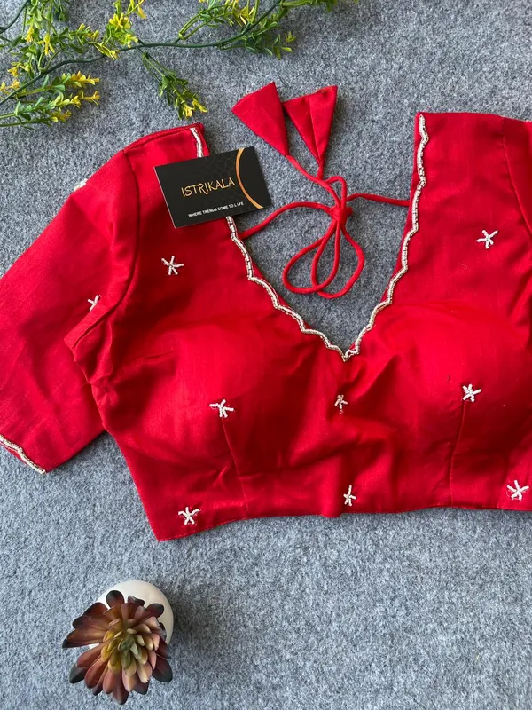 Elegant_Red_Hand-Embroidered_Blouse_with_Mirror_Bead_Detailing