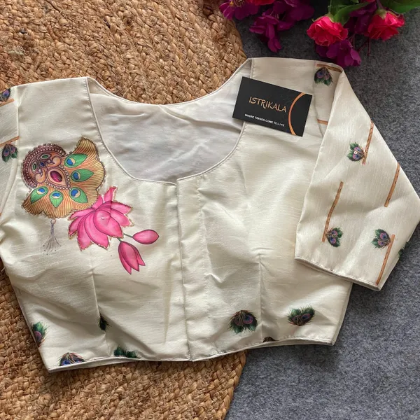 White_Pure_Silk_Handcrafted__Blouse_For_Women