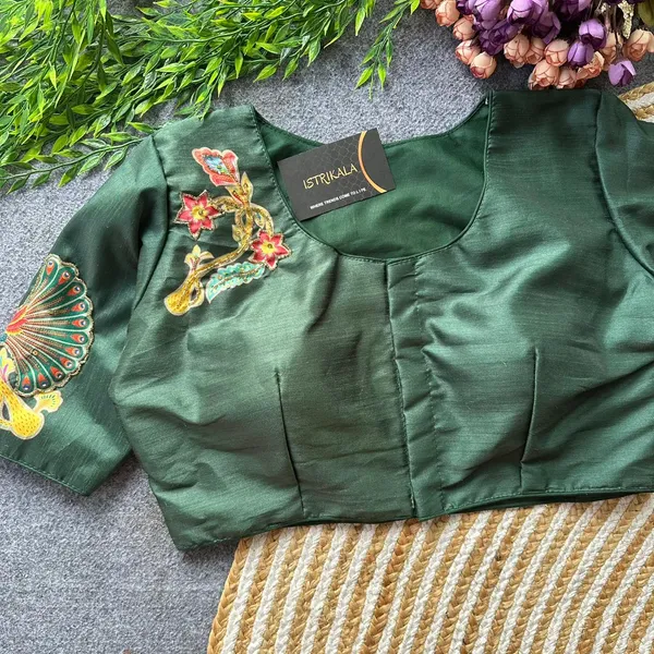 Green_Pure_Silk_Peacock_Handwork_Designer_Blouse_–_Princess_Cut