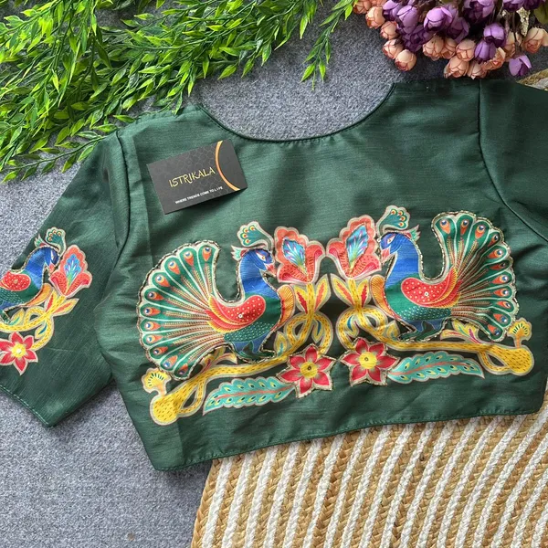 Green_Pure_Silk_Peacock_Handwork_Designer_Blouse_–_Princess_Cut