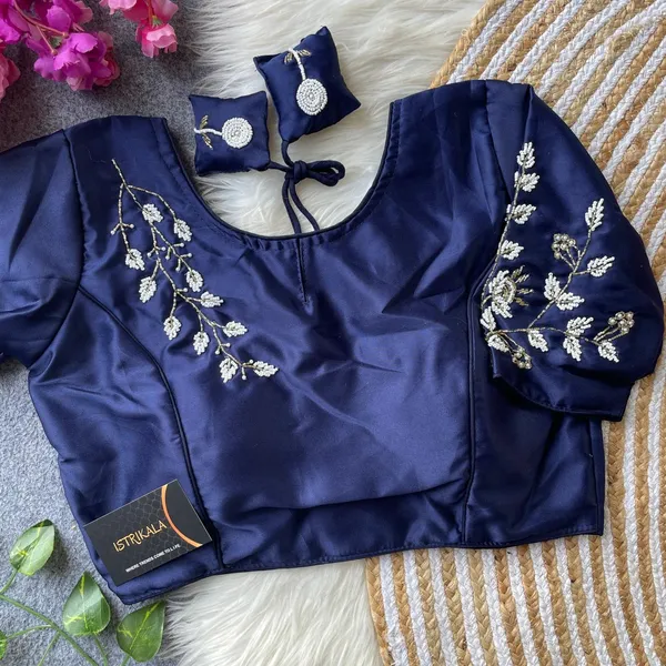 Handcrafted_Navy_Blue_Pure_Silk_Blouse_with_Pearl_&_Cutdana_Work