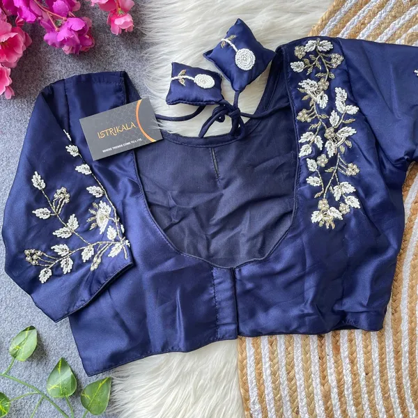 Handcrafted_Navy_Blue_Pure_Silk_Blouse_with_Pearl_&_Cutdana_Work