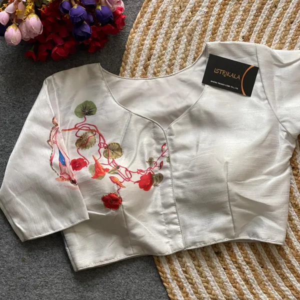 White_Pure_Silk_Traditional__Blouse_For_Women