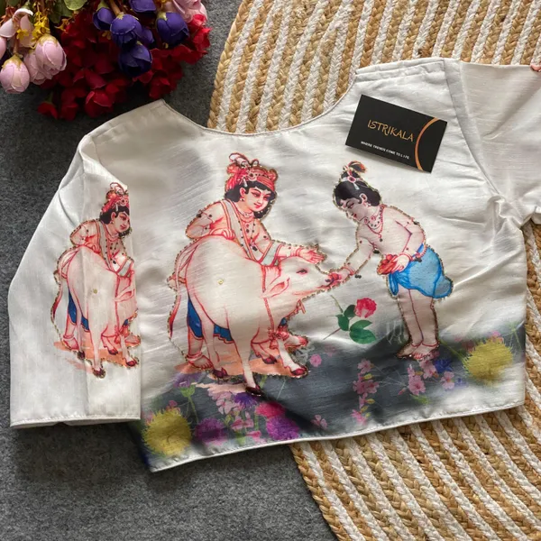 White_Pure_Silk_Traditional__Blouse_For_Women