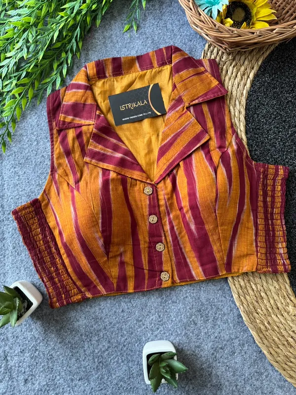 Istrikala_Ikat_Collar_Smocked_Blouse