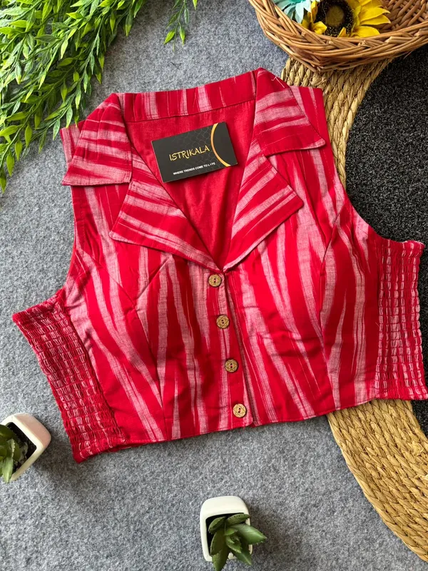 Istrikala_Ikat_Collar_Smocked_Blouse