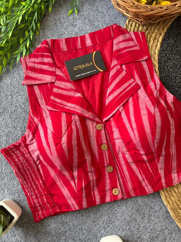 Istrikala_Ikat_Collar_Smocked_Blouse