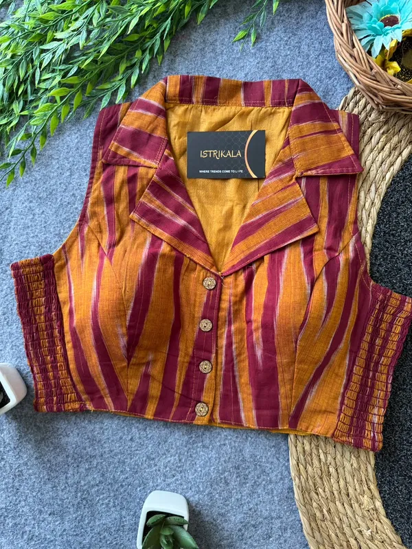 Istrikala_Ikat_Collar_Smocked_Blouse