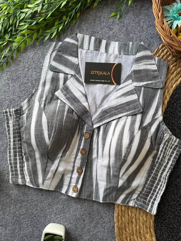 Istrikala_Ikat_Collar_Smocked_Blouse