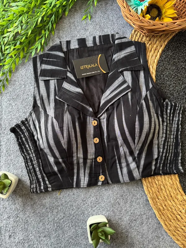 Istrikala_Ikat_Collar_Smocked_Blouse