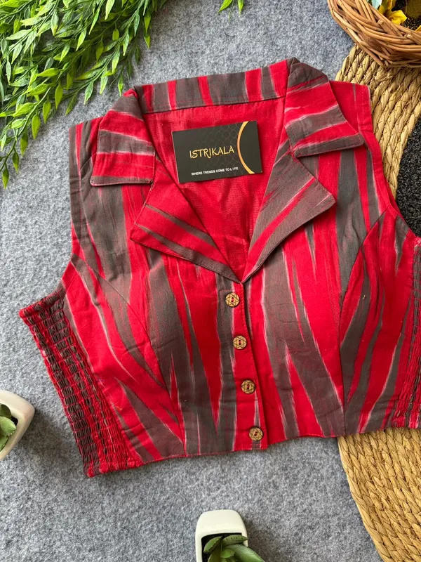 Istrikala_Ikat_Collar_Smocked_Blouse