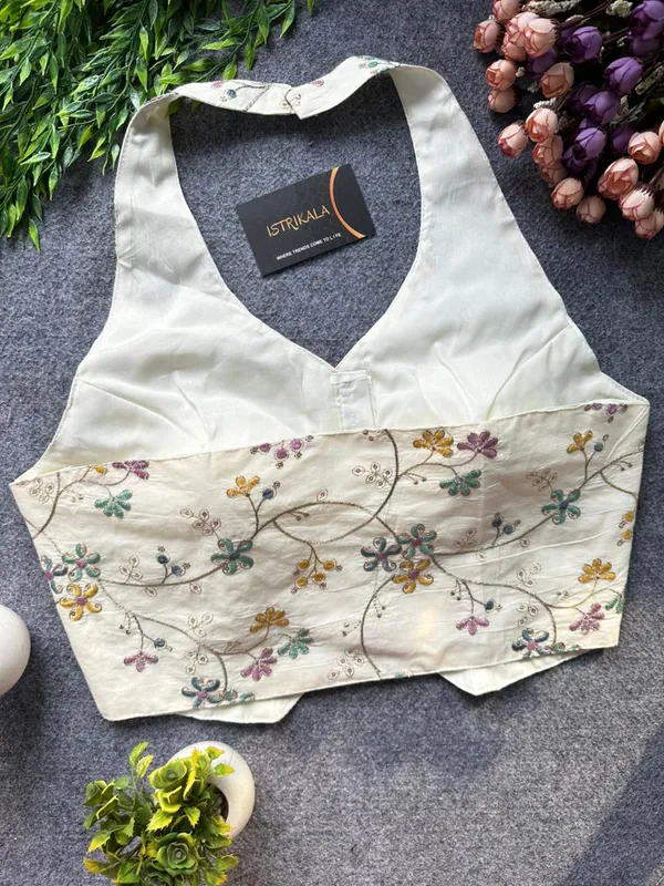 Istrikala_Khadi_Cotton_Hand_Embroidered_Halter_Neck_Blouse_|_Princess_Cut_|_Size_38–42