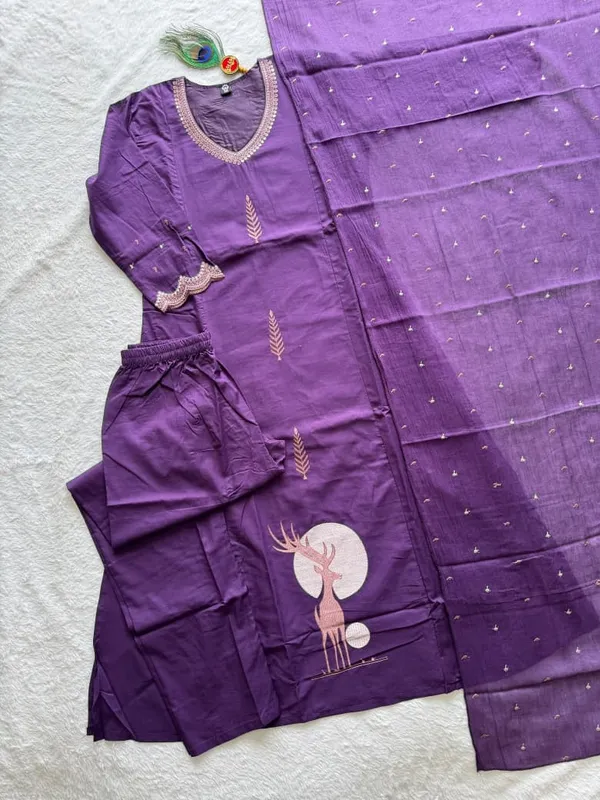 Istrikala_Purple_Pure_Cotton_Embroidered_Kurta_Set_with_Pure_Mul_Cotton_Embroidered_Dupatta