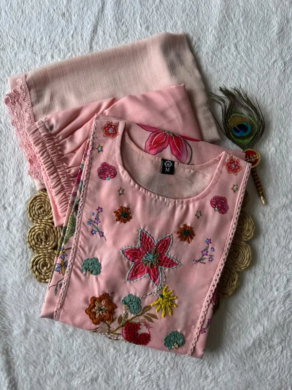 Light_Pink_Floral_Print_Kurta_Set_with_Hand_Thread_Work_Yoke_and_Lace_Dupatta