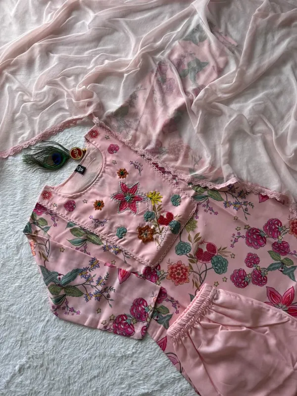 Light_Pink_Floral_Print_Kurta_Set_with_Hand_Thread_Work_Yoke_and_Lace_Dupatta