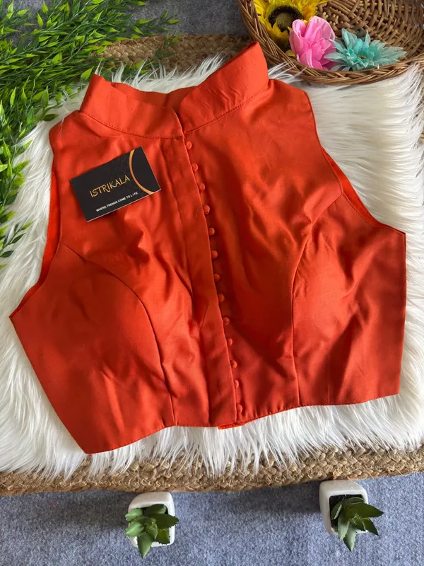 Mandarin_Collar_Front_Button_Sleeveless_Blouse