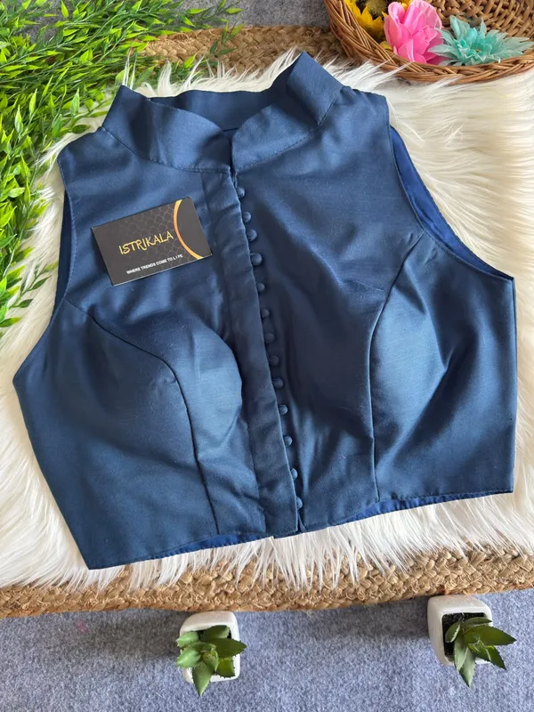 Mandarin_Collar_Front_Button_Sleeveless_Blouse
