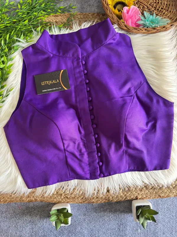 Mandarin_Collar_Front_Button_Sleeveless_Blouse
