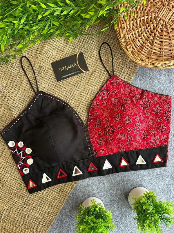 Diwali_Special_Ajrakh_Print_Spaghetti_Strap_Padded_Blouse