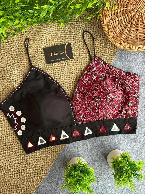Diwali_Special_Ajrakh_Print_Spaghetti_Strap_Padded_Blouse