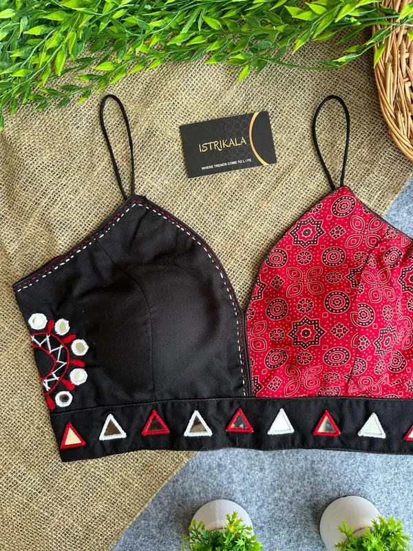 Diwali_Special_Ajrakh_Print_Spaghetti_Strap_Padded_Blouse
