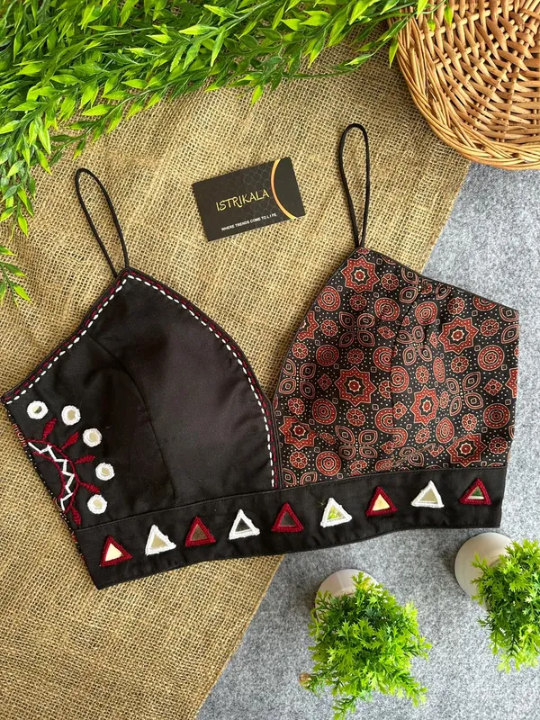 Diwali_Special_Ajrakh_Print_Spaghetti_Strap_Padded_Blouse