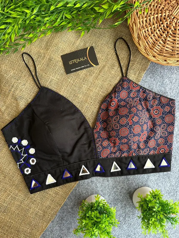 Diwali_Special_Ajrakh_Print_Spaghetti_Strap_Padded_Blouse