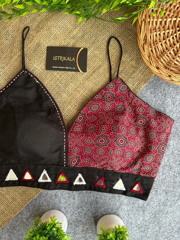 Diwali_Special_Ajrakh_Print_Spaghetti_Strap_Padded_Blouse
