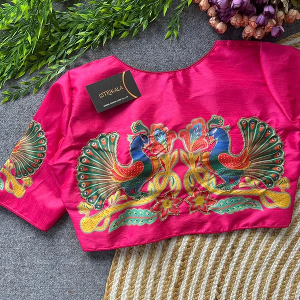 Pink_Pure_Silk_Peacock_Handwork_Designer_Blouse_–_Princess_Cut