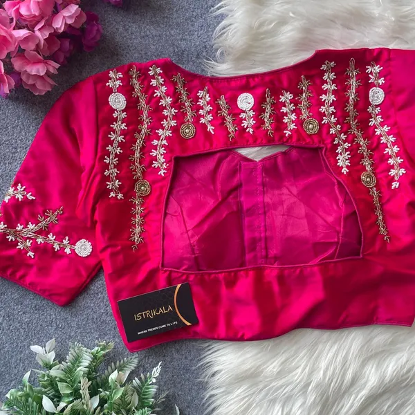 Pink_Satin_Silk_Embroidered_Designer_Blouse_for_Women