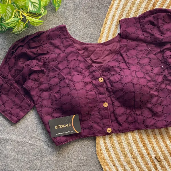 Pure_Cotton_Puff_Sleeve_Saree_Blouse_–_Partywear_Padded