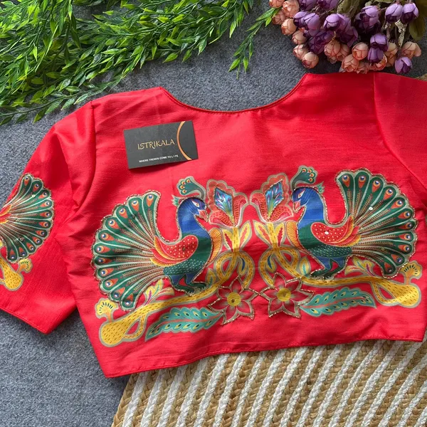 Red_Pure_Silk_Peacock_Handwork_Designer_Blouse_–_Princess_Cut,_Festive_Wear
