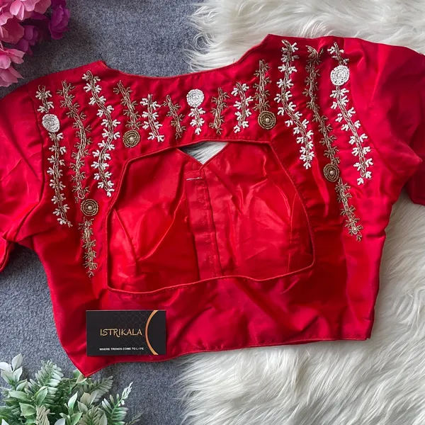 Red_Satin_Silk_Embroidered_Designer_Blouse_for_Women