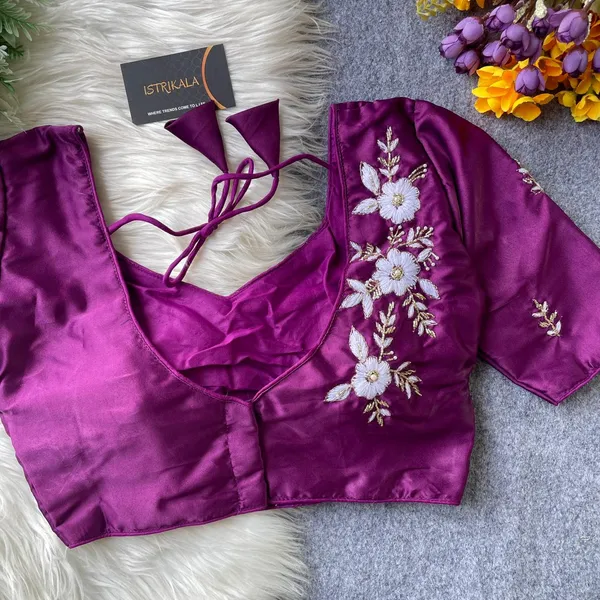 Wine_Pure_Silk_Princess-Cut_Blouse_with_Pure_Handwork_(