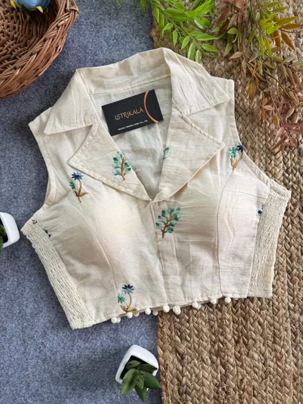 Women’s_Cotton_Slub_Embroidered_Top_|_Shirt_Collar_Ethnic_Fusion_Wear