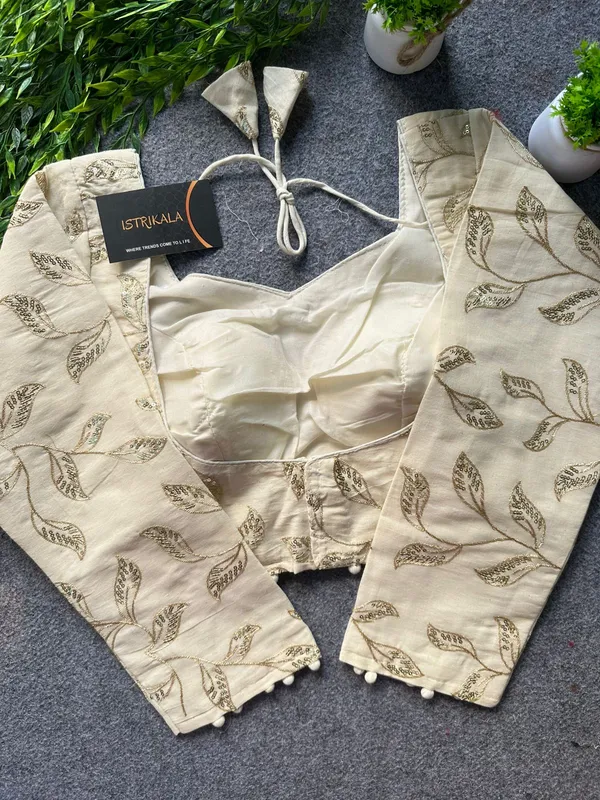 cream_Pure_Cotton_Embroidered_Blouse_|_Free_Size_36–42_Designer_Blouse