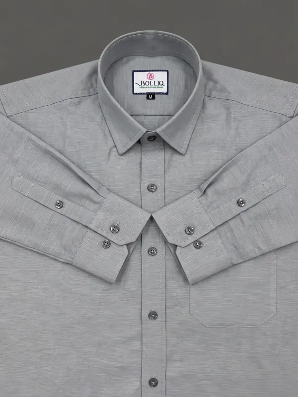 BOLLIQ_Premium_Grey_pure_cotton_linen_Shirt