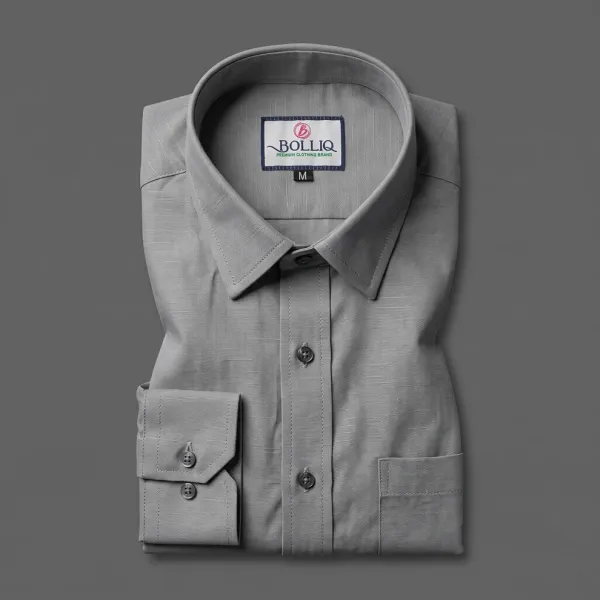 BOLLIQ_Premium_Grey_pure_cotton_linen_Shirt